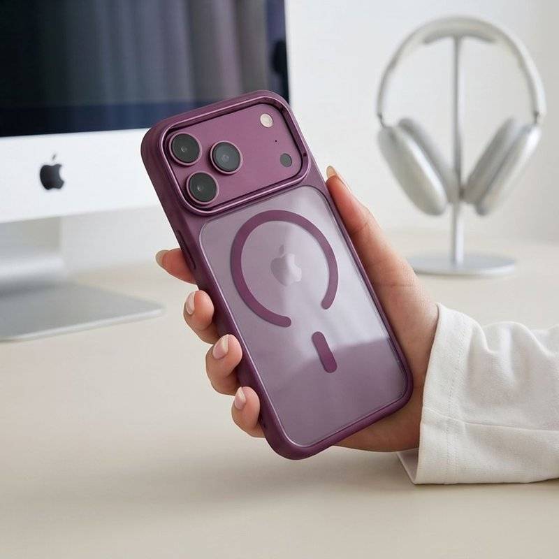 Magsafe Калъф за iPhone 18 Pro/ 17 Pro, Tech-Protect MagMat CC Clear Case, Бордо (8)