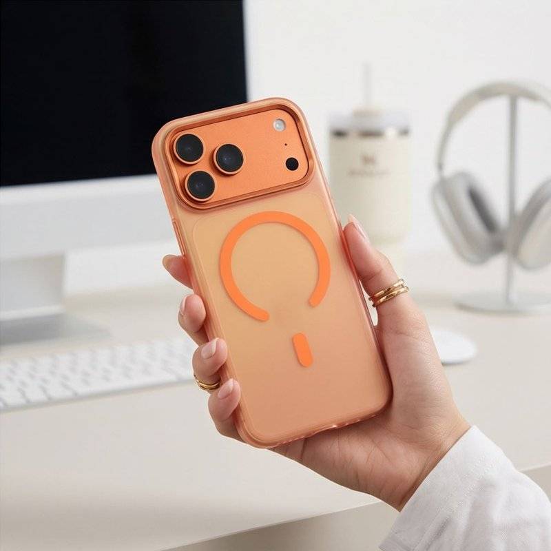 Magsafe Тънък Калъф за iPhone 18 Pro Max/ iPhone 17 Pro Max, Tech-Protect MagZero Case, Оранжев (7)