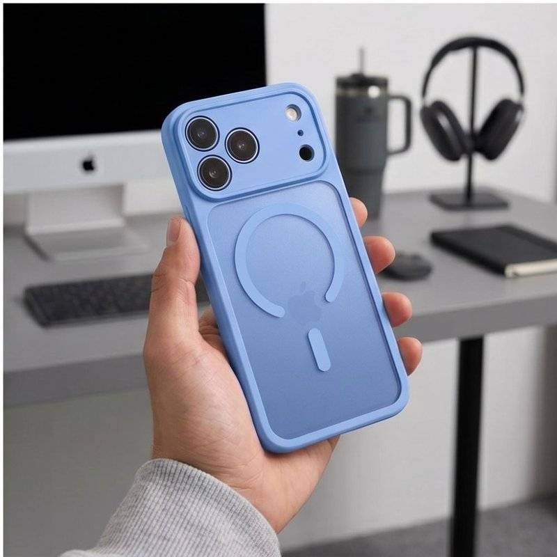 Magsafe Калъф за iPhone 18 Pro/ 17 Pro, Tech-Protect BasicMag Matte Case, Син (9)