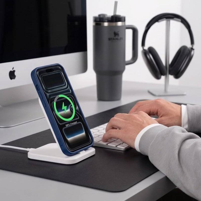 Magsafe Калъф за iPhone 18 Pro Max/ 17 Pro Max, Tech-Protect BasicMag Matte Case, Тъмно Син (5)
