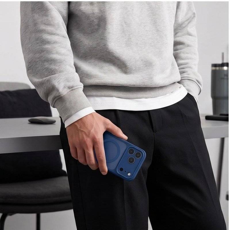 Magsafe Калъф за iPhone 18 Pro Max/ 17 Pro Max, Tech-Protect BasicMag Matte Case, Тъмно Син (8)