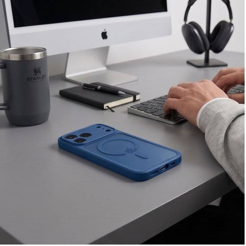Magsafe Калъф за iPhone 18 Pro/ 17 Pro, Tech-Protect BasicMag Matte Case, Тъмно Син (7)