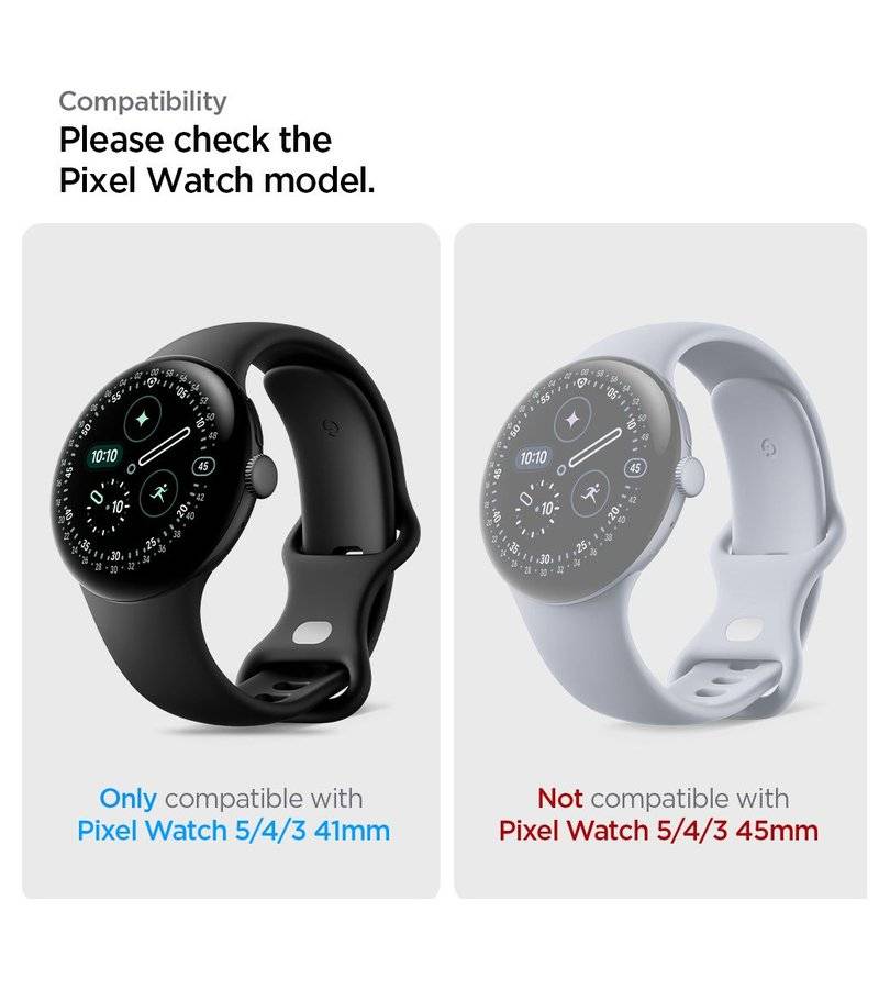 Калъф за Google Pixel Watch 3/ 4/ 5 41mm, Spigen Elite Shield EZ Fit Case 2бр., Прозрачен (3)