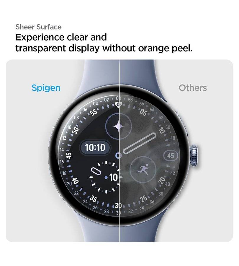 Калъф за Google Pixel Watch 3/ 4/ 5 45mm, Spigen Elite Shield EZ Fit Case 2бр., Прозрачен (10)