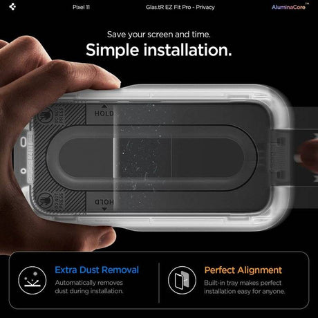 Затъмняващ Протектор за Google Pixel 10/ 11, Spigen Privacy Glas.tR EZ Fit Pro 2бр., Черен (10)