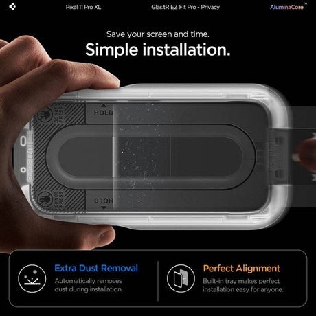 Затъмняващ Стъклен Протектор за Google Pixel 9/10/11 Pro XL, Spigen Privacy Glas.tR EZ Fit Pro 2бр., Черен (11)