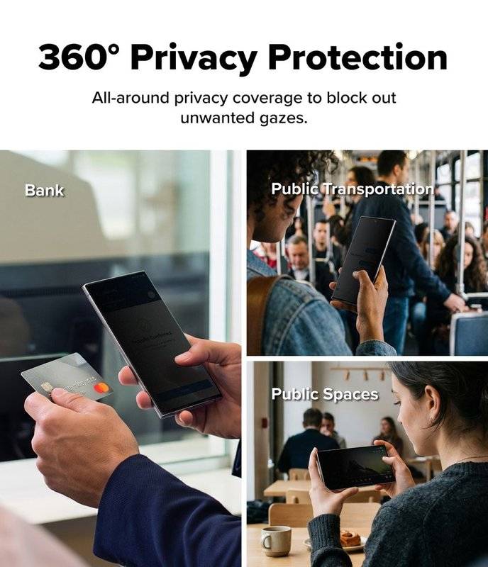 Затъмняващ Протектор за Samsung Z Fold 8 Ultra, Ringke Privacy 360 Easy Slide Glass 2бр., Черен (9)