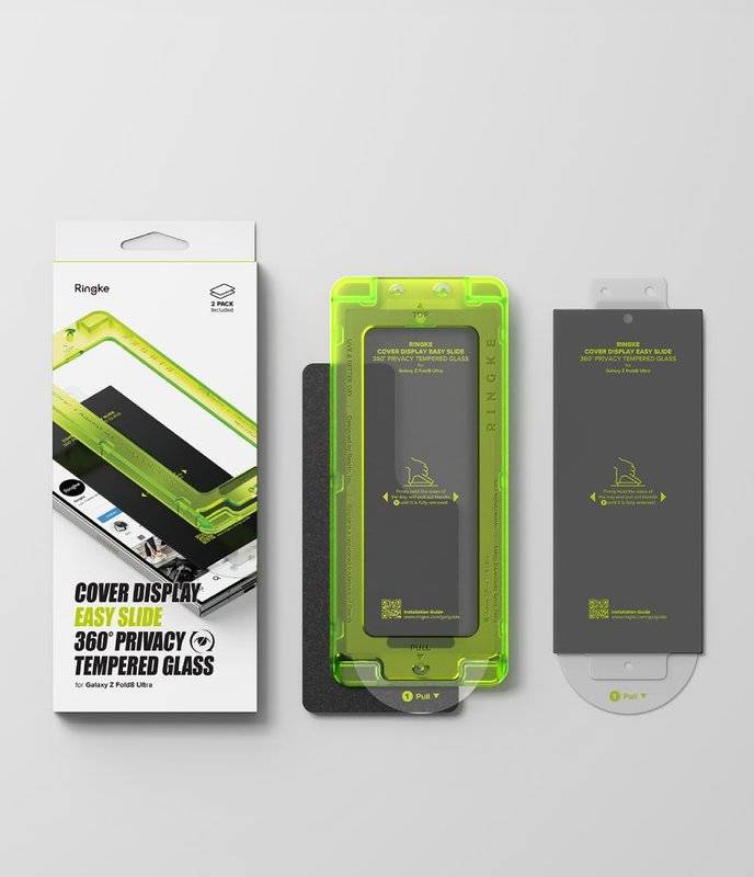Затъмняващ Протектор за Samsung Z Fold 8 Ultra, Ringke Privacy 360 Easy Slide Glass 2бр., Черен (8)