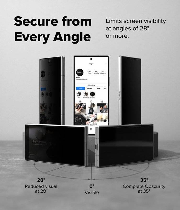 Затъмняващ Протектор за Samsung Z Fold 8 Ultra, Ringke Privacy 360 Easy Slide Glass 2бр., Черен (10)