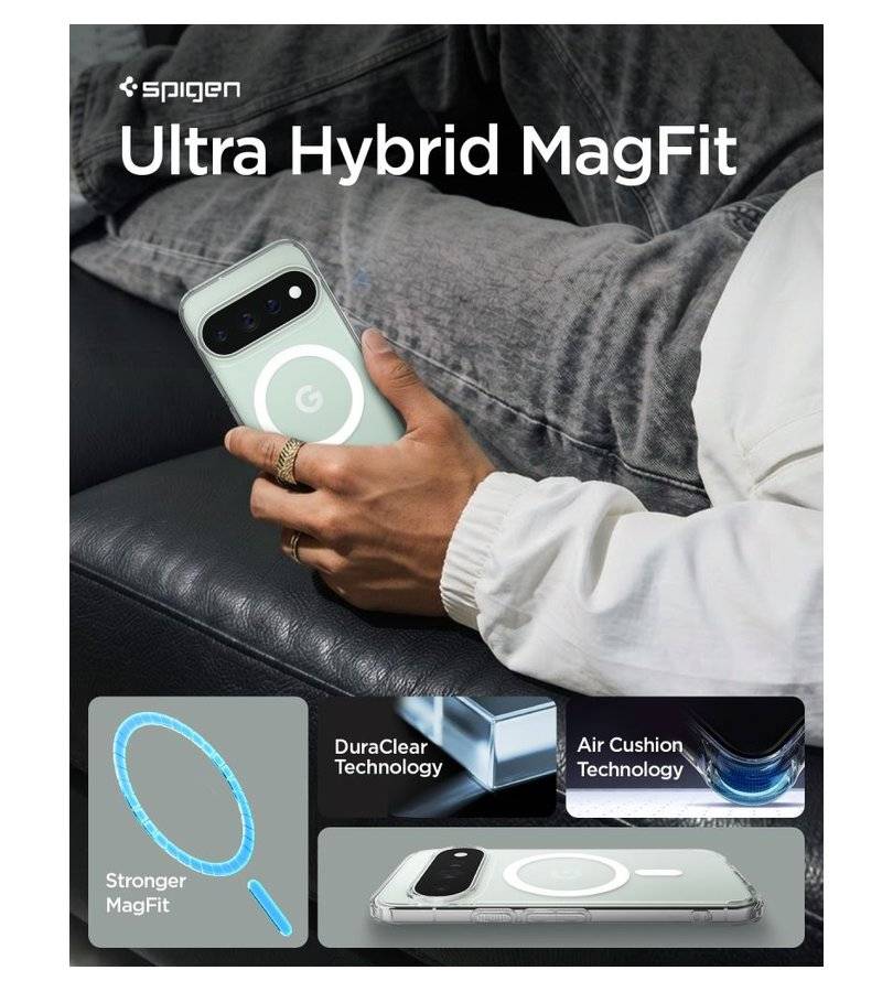 Magsafe Калъф за Google Pixel 11 Pro, Spigen Ultra Hybrid Clear Mag Fit Case, Прозрачен (7)