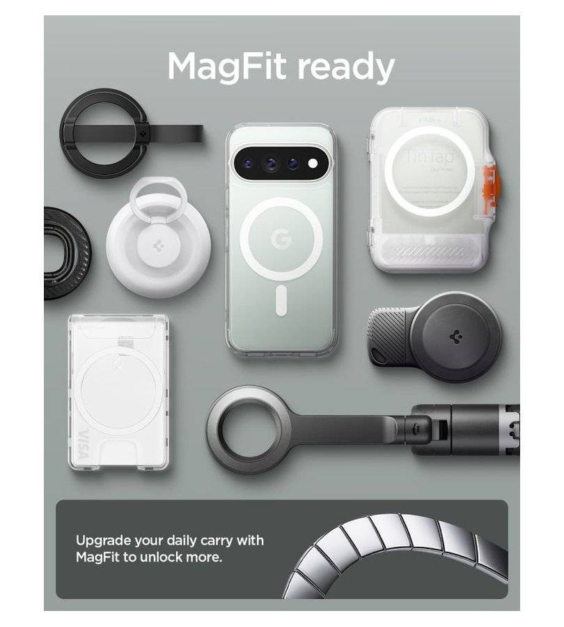 Magsafe Калъф за Google Pixel 11 Pro, Spigen Ultra Hybrid Clear Mag Fit Case, Прозрачен (9)