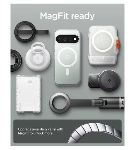 Magsafe Калъф за Google Pixel 11 Pro, Spigen Ultra Hybrid Clear Mag Fit Case, Прозрачен (9)