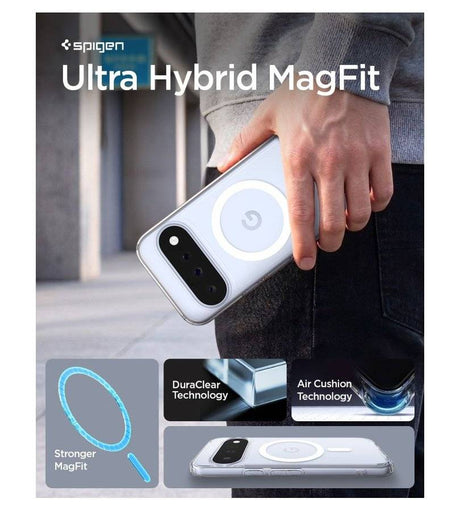 Magsafe калъф за Google Pixel 11, Spigen Ultra Hybrid Clear Mag Fit Case, Прозрачен (7)