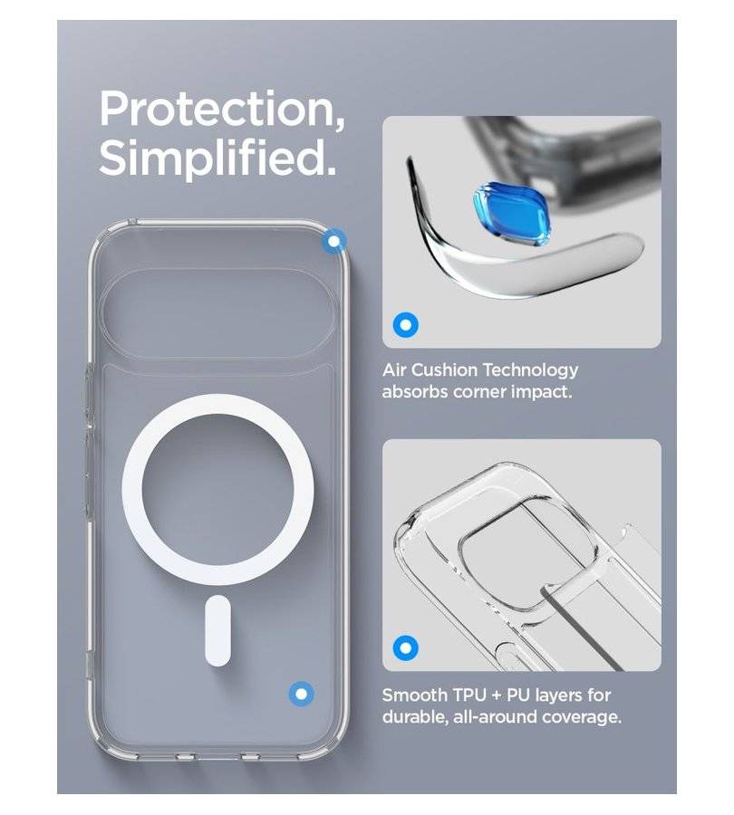 Magsafe калъф за Google Pixel 11, Spigen Ultra Hybrid Clear Mag Fit Case, Прозрачен (10)