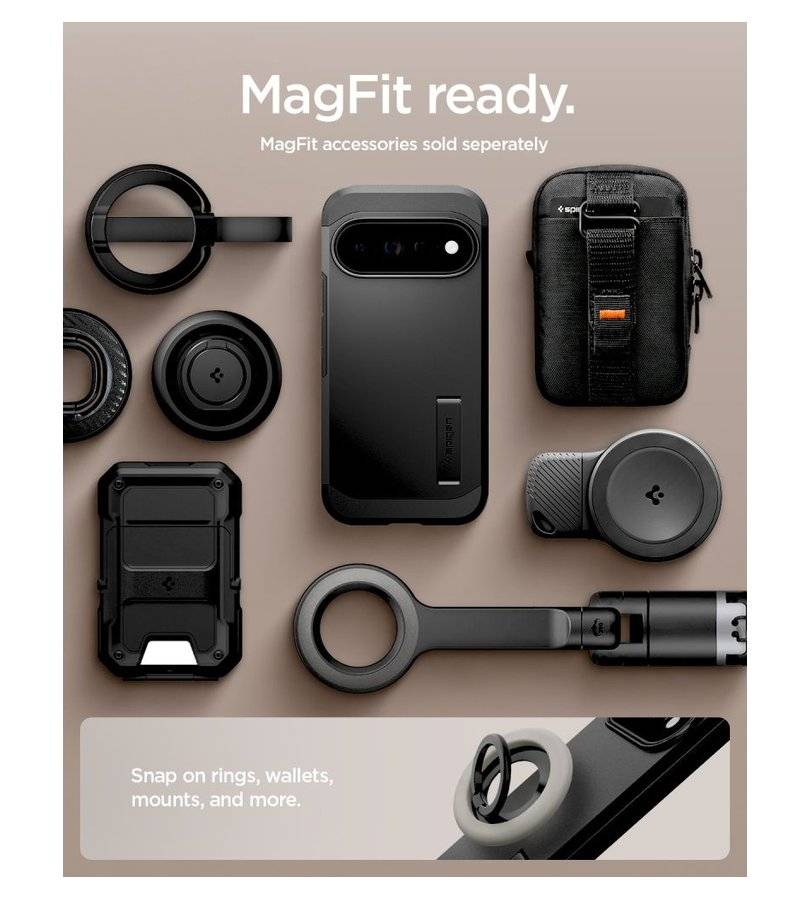 Magsafe Калъф за Google Pixel 11 Pro XL, Spigen Tough Armor Mag Fit Case, Черен (9)
