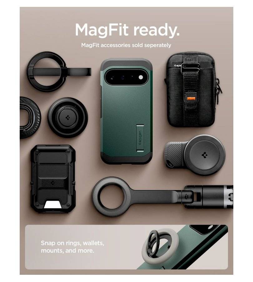 Magsafe калъф за Google Pixel 11, Spigen Tough Armor Mag Fit Case Abyss Green, Зелен (9)
