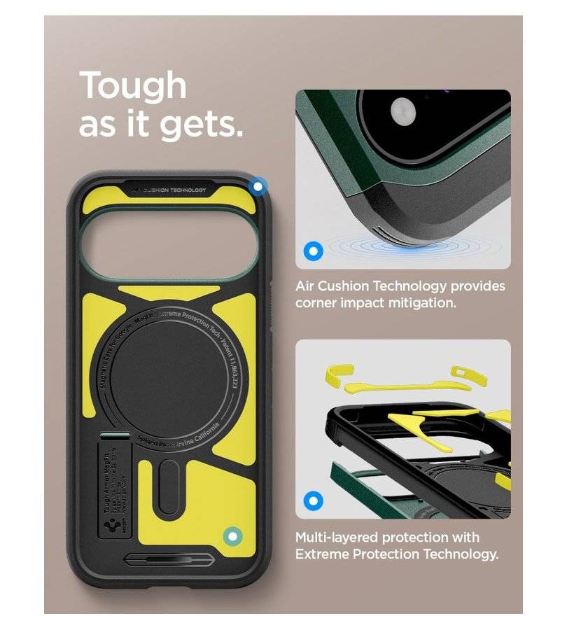 Magsafe калъф за Google Pixel 11, Spigen Tough Armor Mag Fit Case Abyss Green, Зелен (11)
