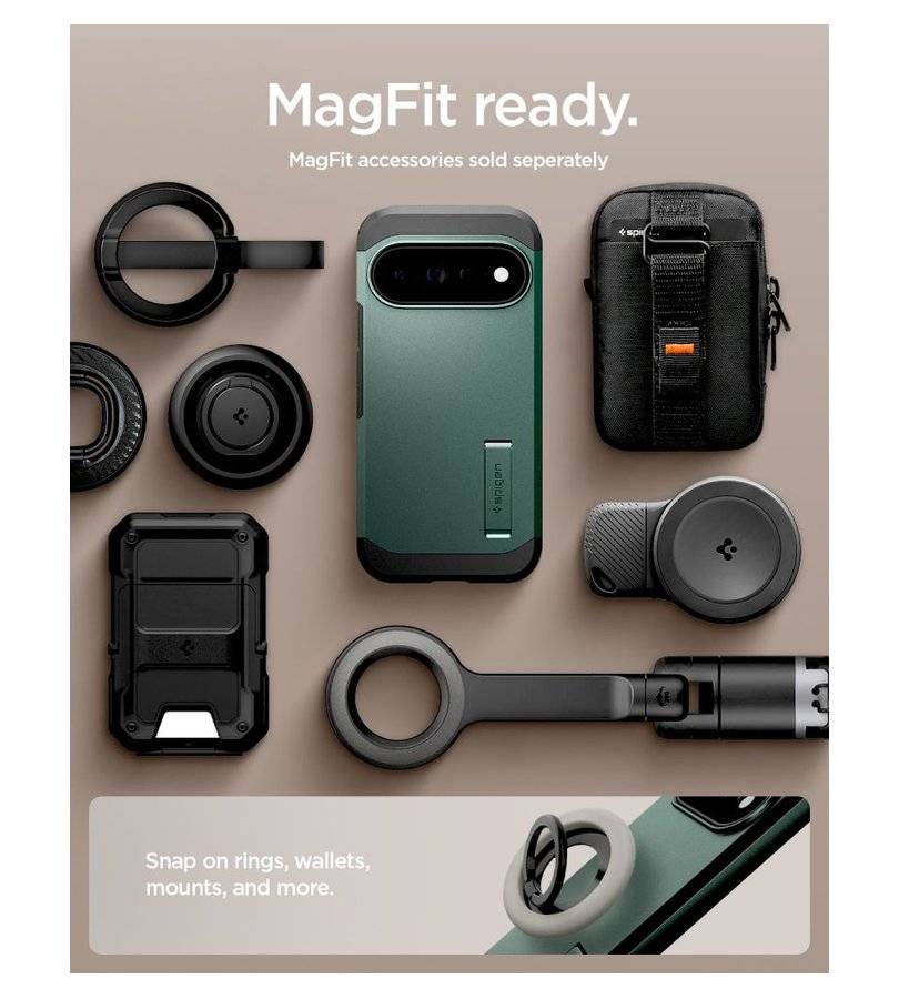 Magsafe Калъф за Google Pixel 11 Pro, Spigen Tough Armor Mag Fit Case Abyss Green, Зелен (9)