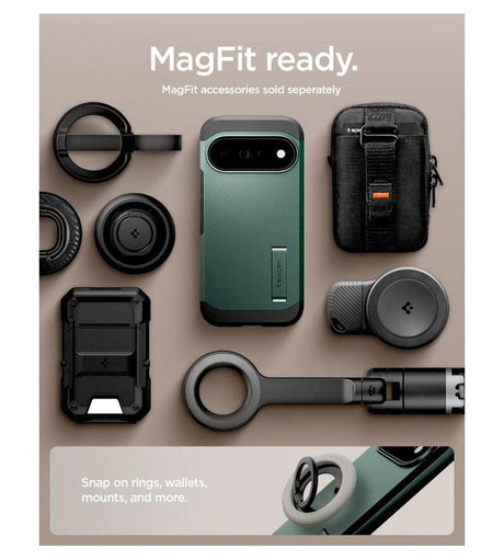 Magsafe Калъф за Google Pixel 11 Pro, Spigen Tough Armor Mag Fit Case Abyss Green, Зелен (9)