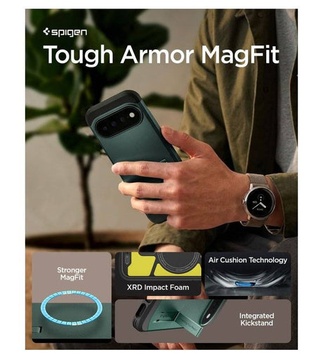 Magsafe Калъф за Google Pixel 11 Pro, Spigen Tough Armor Mag Fit Case Abyss Green, Зелен (13)
