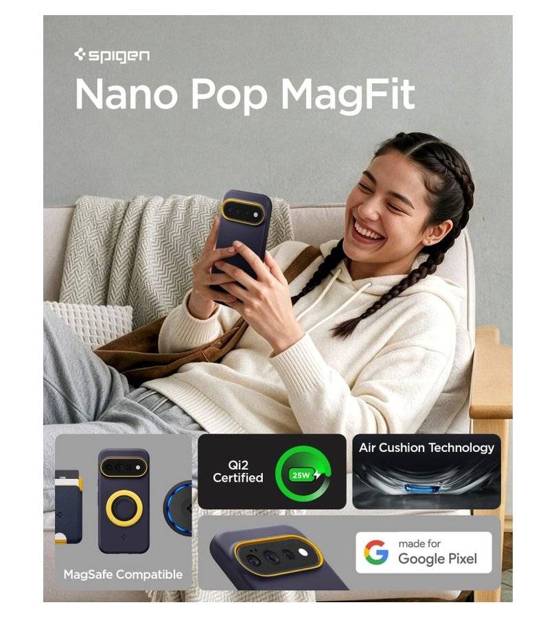 Magsafe калъф за Google Pixel 11 Pro, Spigen Nano Pop Mag Fit Case Blueberry Navy, Син (13)