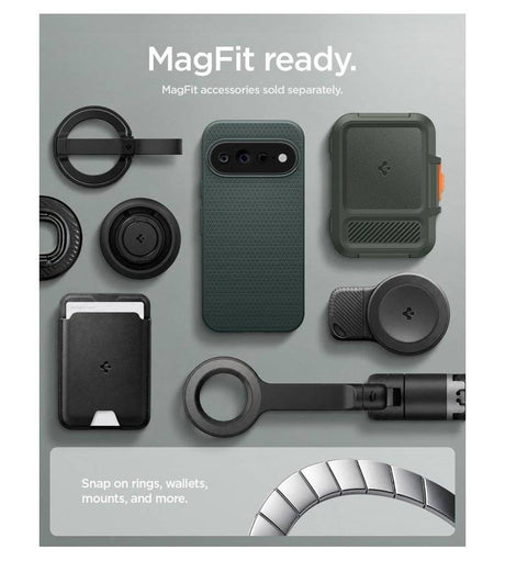 Magsafe Калъф за Google Pixel 11 Pro XL, Spigen Liquid Air Mag Fit Case Abyss Green, Зелен (7)