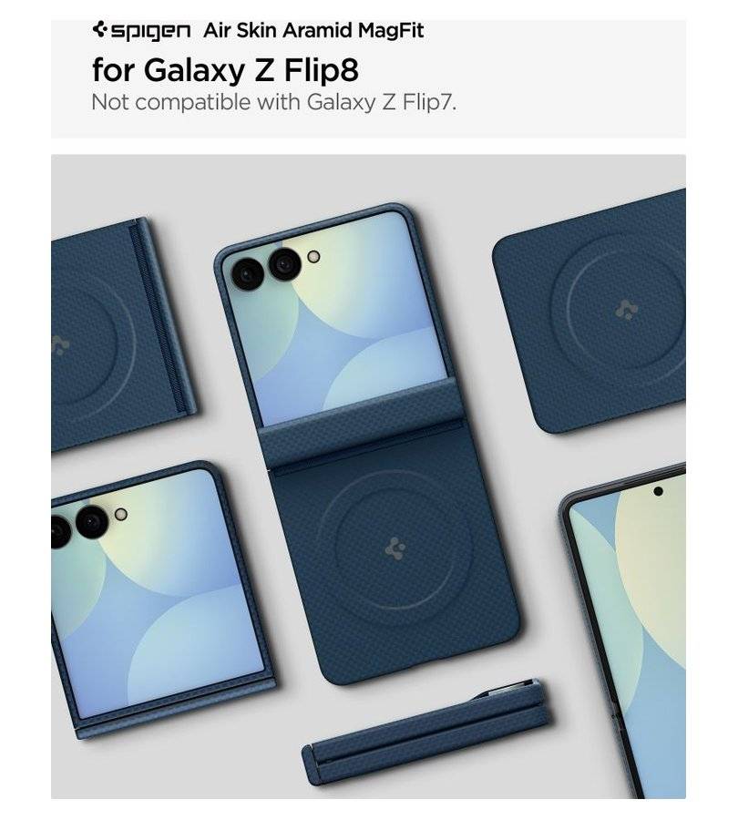 Magsafe Калъф за Samsung Z Flip 8, Spigen Airskin Aramid Mag Fit Case, Син (12)