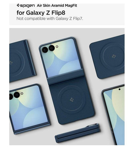 Magsafe Калъф за Samsung Z Flip 8, Spigen Airskin Aramid Mag Fit Case, Син (12)