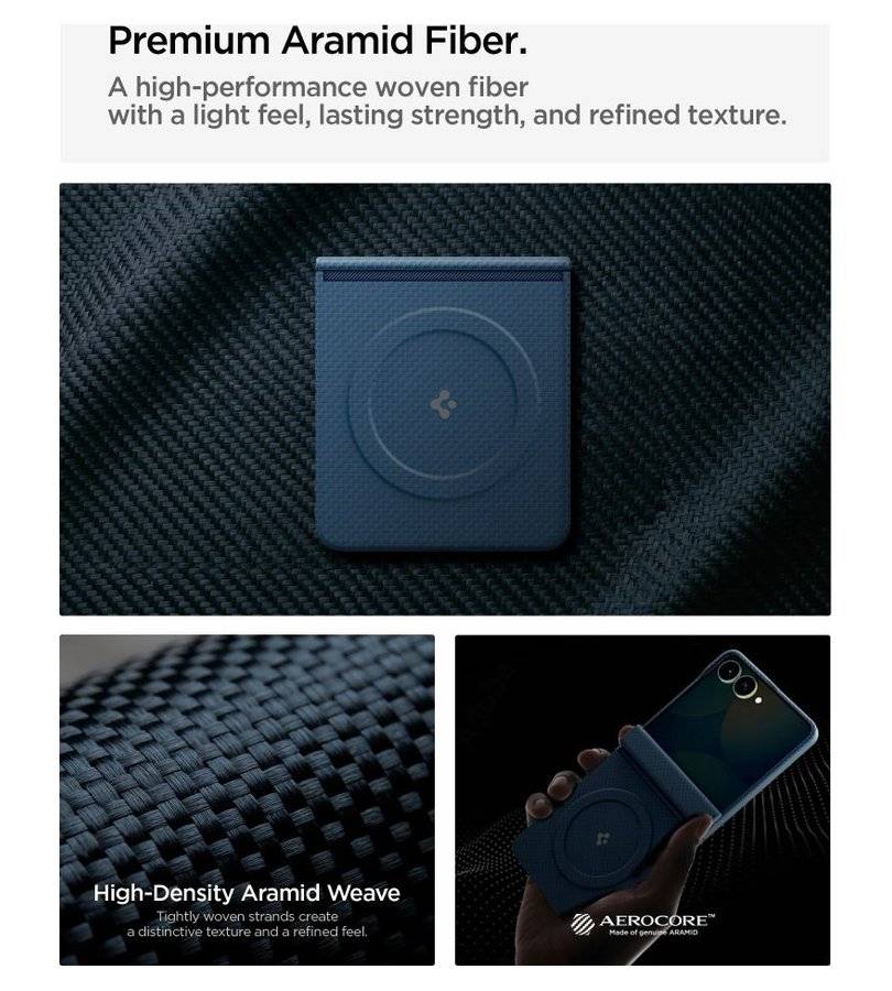 Magsafe Калъф за Samsung Z Flip 8, Spigen Airskin Aramid Mag Fit Case, Син (11)