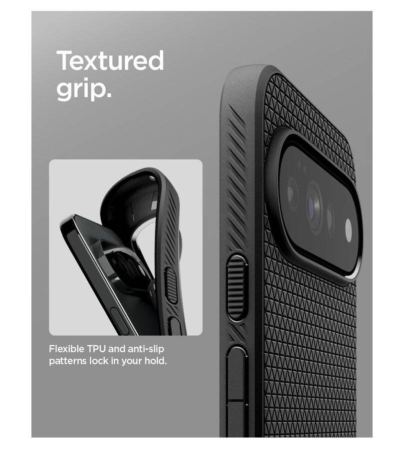 Противоударен Калъф за Google Pixel 11 Pro XL, Spigen Liquid Air Case Matte Black, Черен (9)
