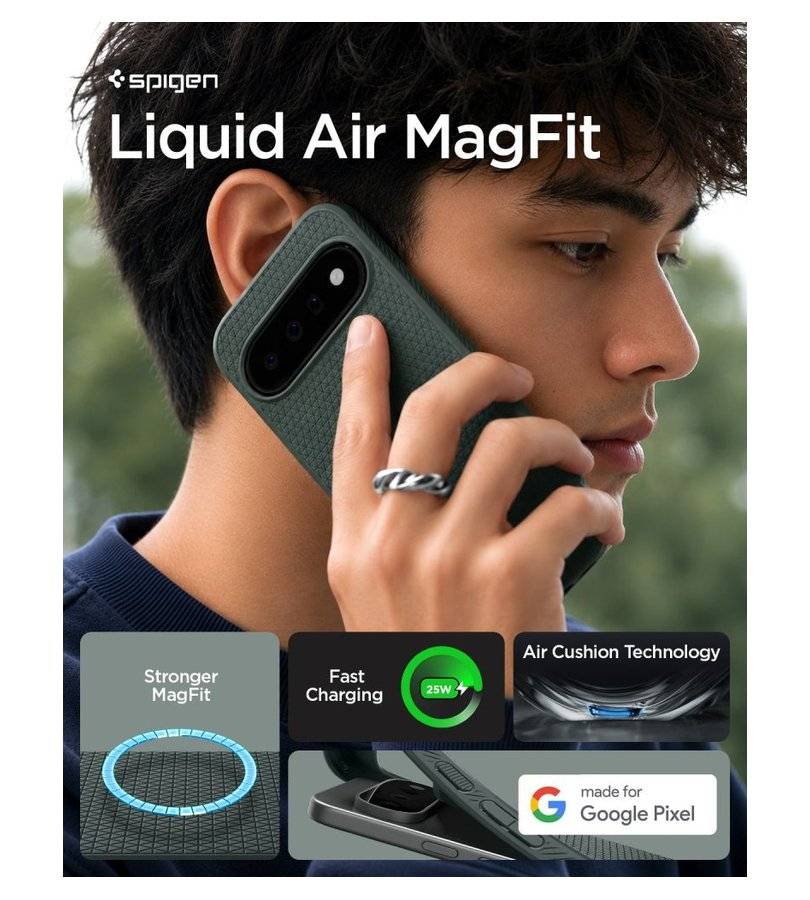 Magsafe Kалъф за Google Pixel 11, Spigen Liquid Air Mag Fit Case Abyss Green, Зелен (7)