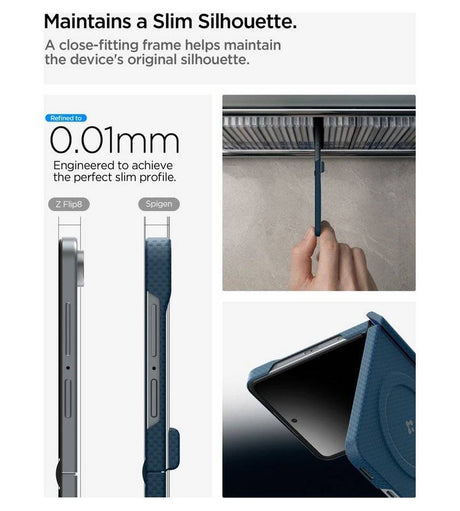 Magsafe Калъф за Samsung Z Flip 8, Spigen Airskin Aramid Mag Fit Case, Син (10)