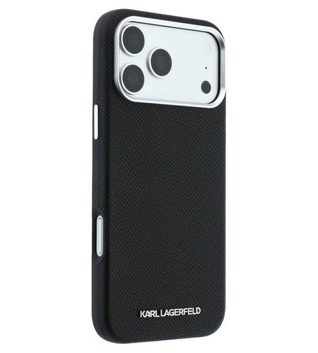 Magsafe Калъф за iPhone 18 Pro/ 17 Pro, Karl Lagerfeld Grained Leather Elongated Logo Case, Черен (4)