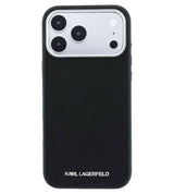 Magsafe Калъф за iPhone 18 Pro/ 17 Pro, Karl Lagerfeld Grained Leather Elongated Logo Case, Черен (3)