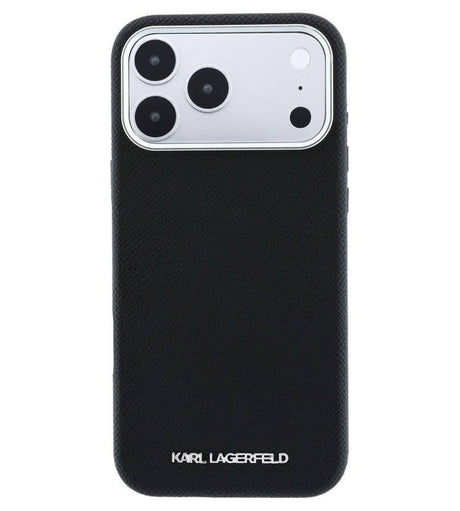 Magsafe Калъф за iPhone 18 Pro/ 17 Pro, Karl Lagerfeld Grained Leather Elongated Logo Case, Черен (3)