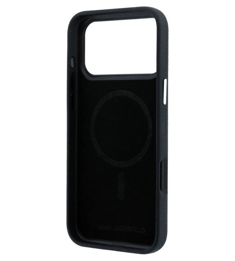 Magsafe Калъф за iPhone 18 Pro/ 17 Pro, Karl Lagerfeld Grained Leather Elongated Logo Case, Черен (6)