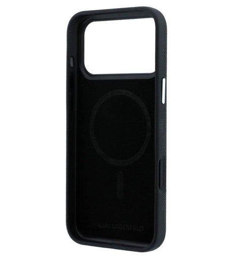 Magsafe Калъф за iPhone 18 Pro/ 17 Pro, Karl Lagerfeld Grained Leather Elongated Logo Case, Черен (6)