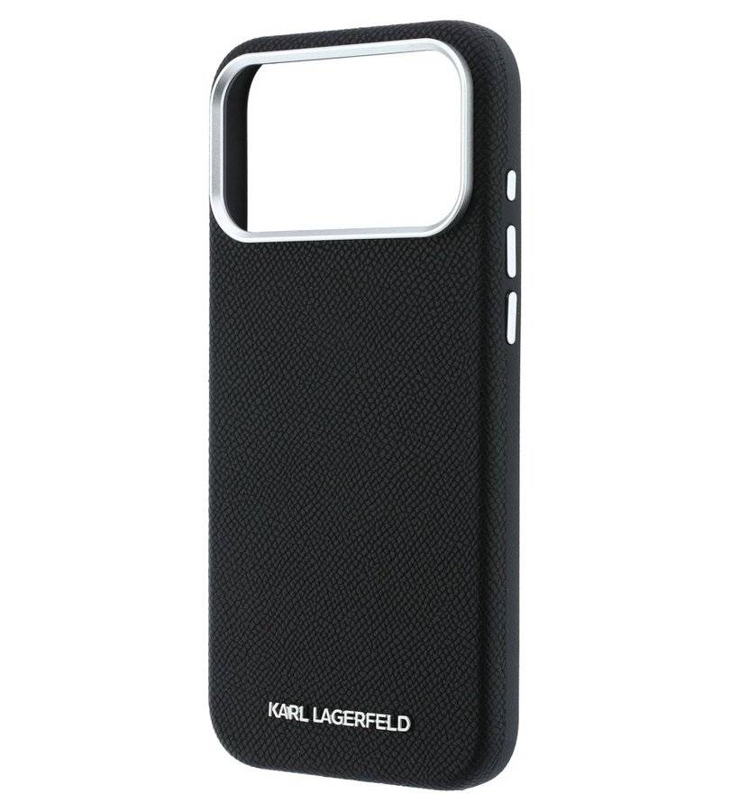 Magsafe Калъф за iPhone 18 Pro/ 17 Pro, Karl Lagerfeld Grained Leather Elongated Logo Case, Черен (5)