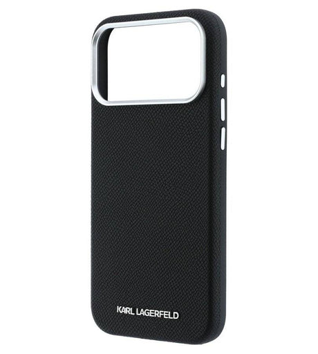 Magsafe Калъф за iPhone 18 Pro/ 17 Pro, Karl Lagerfeld Grained Leather Elongated Logo Case, Черен (5)
