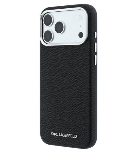 Magsafe Калъф за iPhone 18 Pro/ 17 Pro, Karl Lagerfeld Grained Leather Elongated Logo Case, Черен (2)