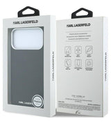 Magsafe Калъф за iPhone 18 Pro/ 17 Pro, Karl Lagerfeld Grained Leather Elongated Logo Case, Черен (7)