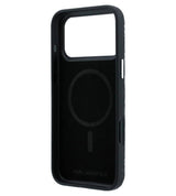 Magsafe Kалъф за iPhone 18 Pro/ 17 Pro, Karl Lagerfeld Grained Leather Metal Logo Case, Черен (7)