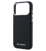 Magsafe Kалъф за iPhone 18 Pro/ 17 Pro, Karl Lagerfeld Grained Leather Metal Logo Case, Черен (6)