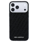 Magsafe Kалъф за iPhone 18 Pro/ 17 Pro, Karl Lagerfeld Grained Leather Metal Logo Case, Черен (3)