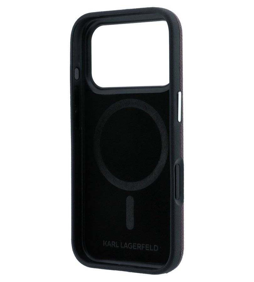 Magsafe Калъф за iPhone 18 Pro/ 17 Pro, Karl Lagerfeld Grained Leather KC Heads Case, Бордо (6)