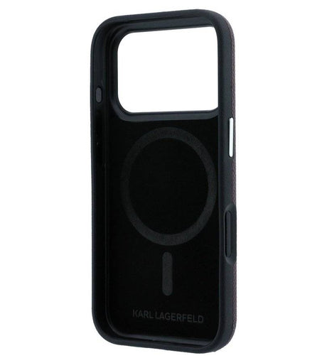 Magsafe Калъф за iPhone 18 Pro/ 17 Pro, Karl Lagerfeld Grained Leather KC Heads Case, Бордо (6)