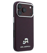Magsafe Калъф за iPhone 18 Pro/ 17 Pro, Karl Lagerfeld Grained Leather KC Heads Case, Бордо (4)