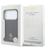 Magsafe Калъф за iPhone 18 Pro Max/ 17 Pro Max, Guess Leather Stripe Peony 4G Case, Бордо (7)