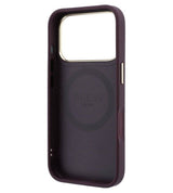Magsafe Калъф за iPhone 18 Pro Max/ 17 Pro Max, Guess Leather Stripe Peony 4G Case, Бордо (6)