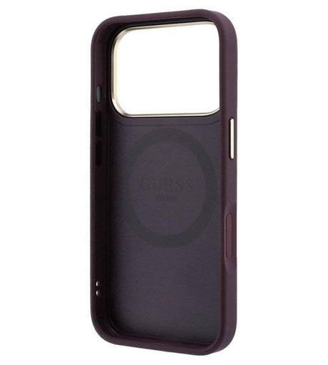 Magsafe Калъф за iPhone 18 Pro Max/ 17 Pro Max, Guess Leather Stripe Peony 4G Case, Бордо (6)